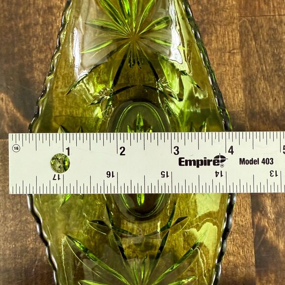 VINTAGE Anchor Hocking Green EAPC/Star of David Small Boat 9" Bowl - Picture 7 of 8